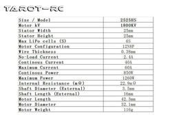 Motor Tarot 2525 1800KV (T-rex 450/470)